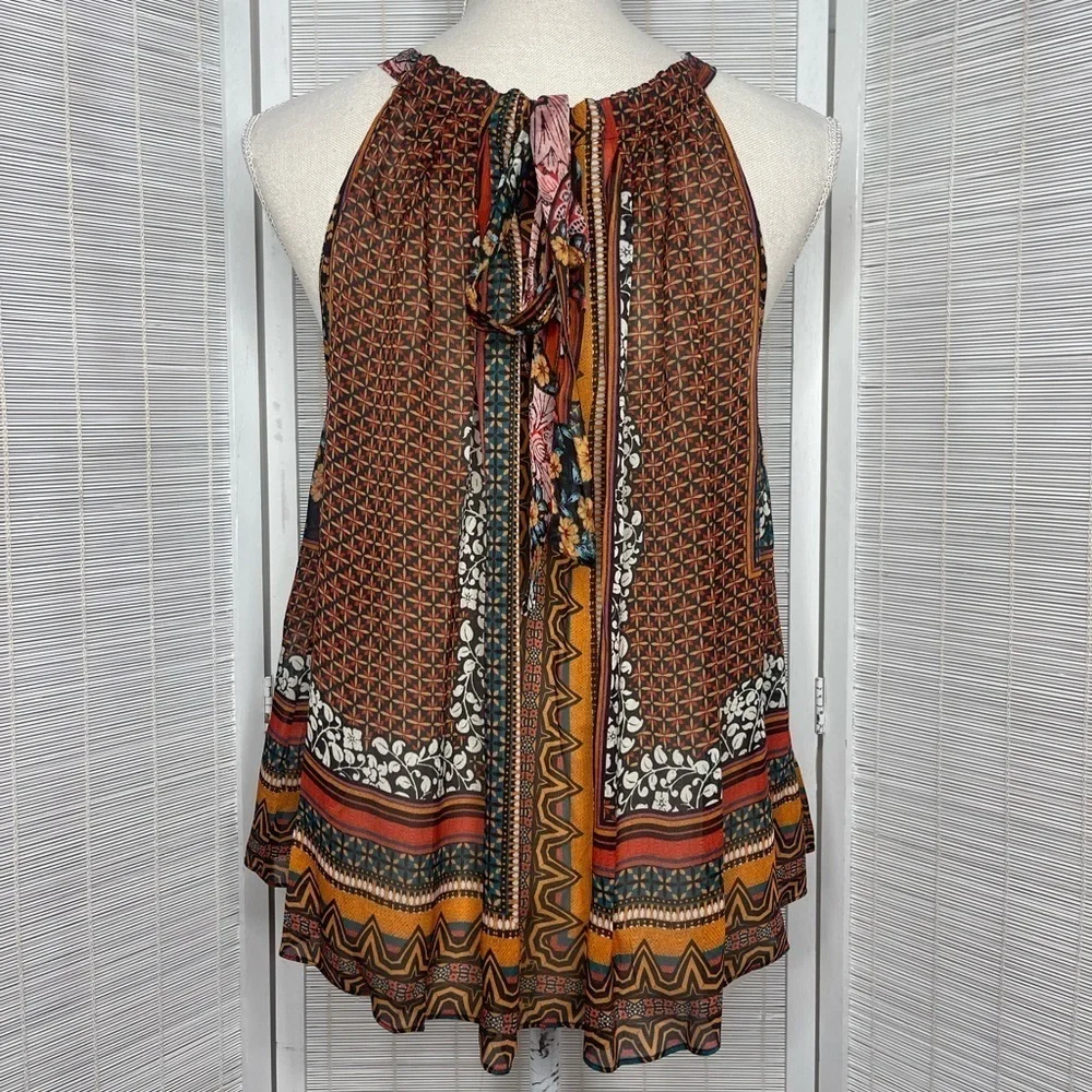 Bhanuni by Jyoti Tank Fiona Embroidered Floral Sequin Halter Tie Back Size XS - Picture 3 of 8